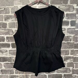 MOTF black cap sleeve shirt cinched